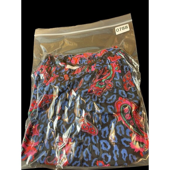 Land And Sea Vintage Ames Bold Blue Pink Floral Midi Elastic Waist Skirt M NWT - Picture 12 of 12